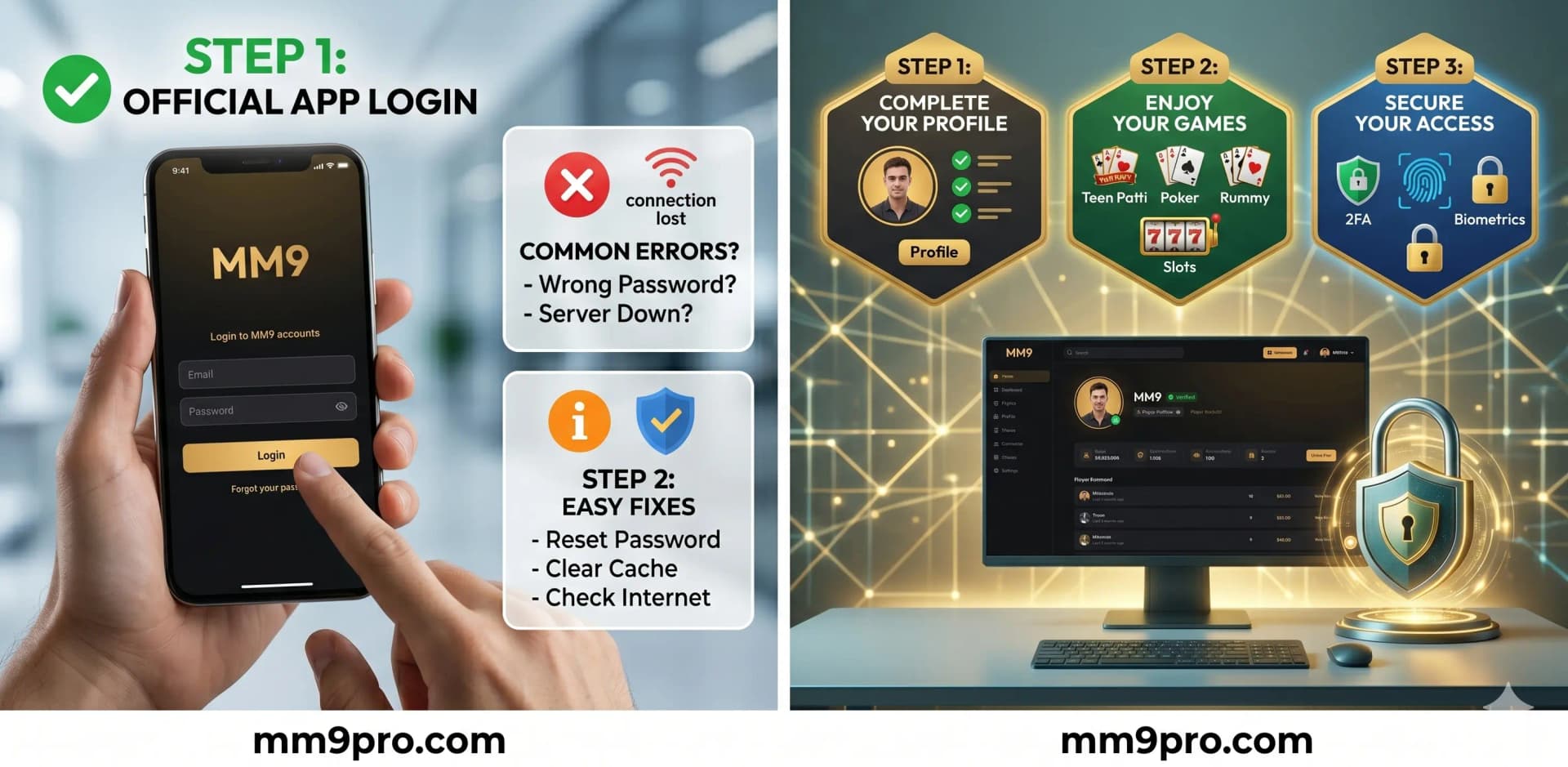 MM9 dashboard interface after login