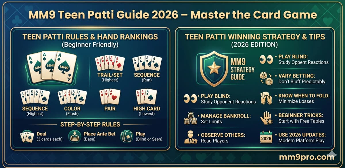 MM9 Teen Patti Guide 2026 – Rules, Tips, Strategy & Winning Tricks for Beginners